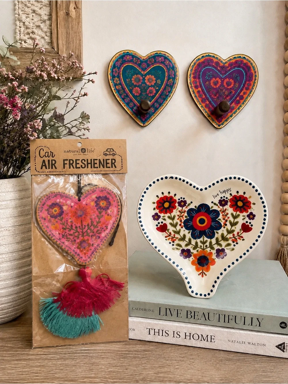 Natural Life Boho Heart Bundle Air Freshener Wall Hooks Spoon Rest